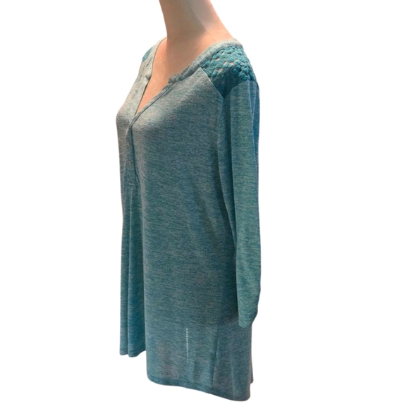 No Boundaries Mint Lace Top Women’s XXL Hi-Lo Hem 3/4 Sleeve + Infinity Scarf - Picture 2 of 10